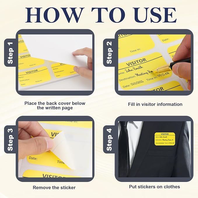 3 Pack of 900 Visitor Badges Stickers Visitor Log Book - Image 4