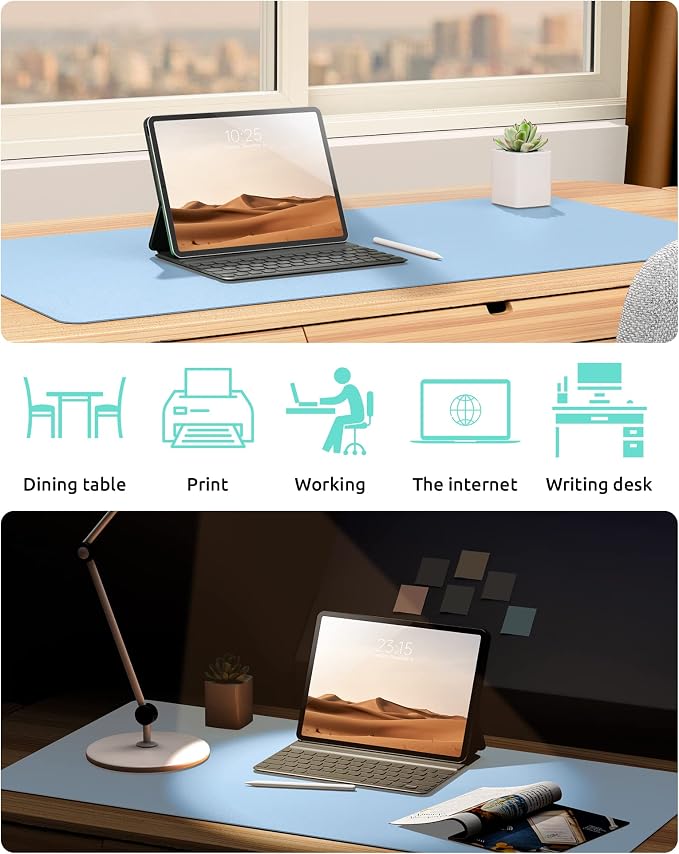 YSAGi Leather Desk Protector, Office Mat, Large Mouse Mat, Non-Slip PU Leather - Image 6
