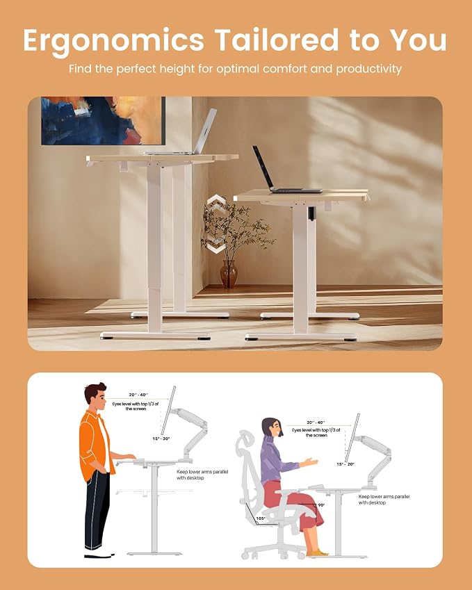 Ergear Height Adjustable Electric Standing Desk, 63x 28 Inches Sit Stand up Desk - Image 7