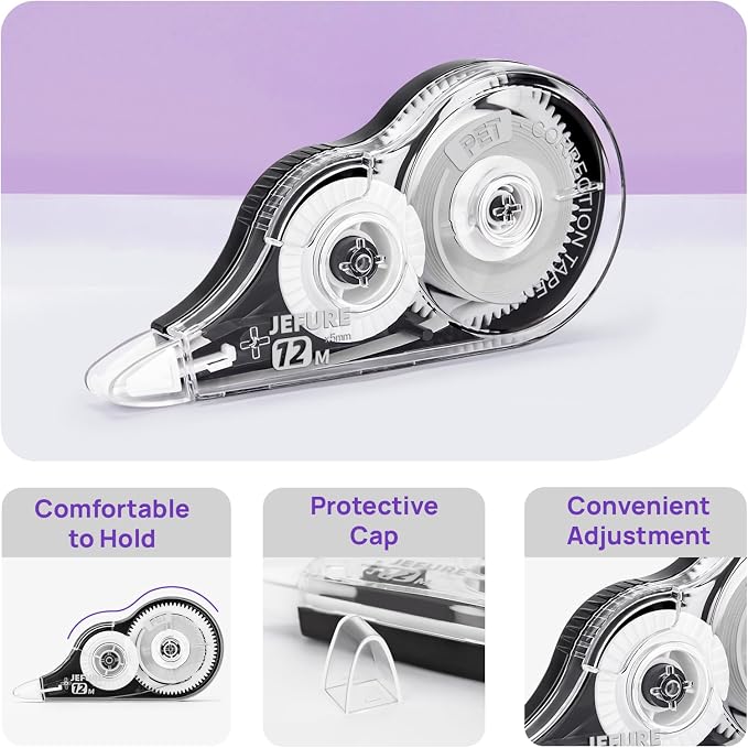 JEFURE 4 Pcs Correction Tape, 39.37 Ft White Wrong Out Tear-Resistant Bulk - Image 3