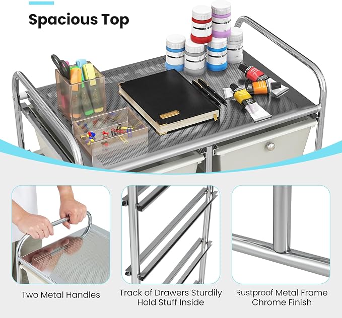 GLACER 10 Drawer Rolling Cart, Storage Cart - Image 5
