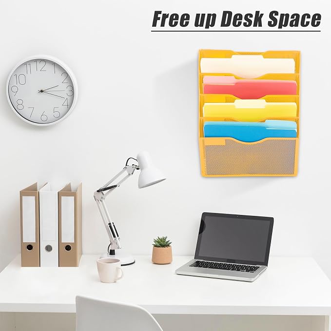 EASEPRES 5 Pocket Mesh Hanging Wall File Organizer, Wall Mounted Mail Paper - Image 7