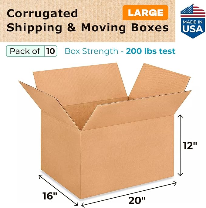 Large Shipping & Moving Boxes 20x16x12 inches - Image 2