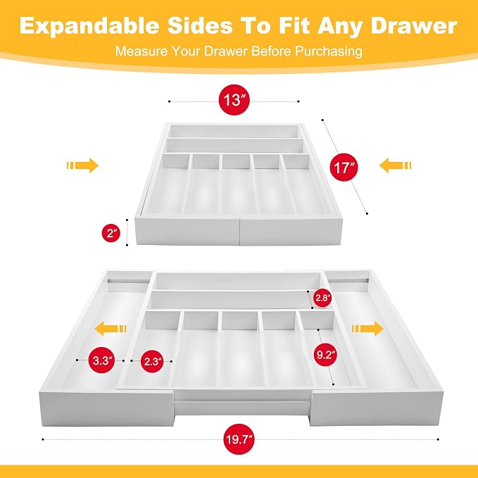 oridom Large Premium Bamboo Silverware Organizer - Image 2