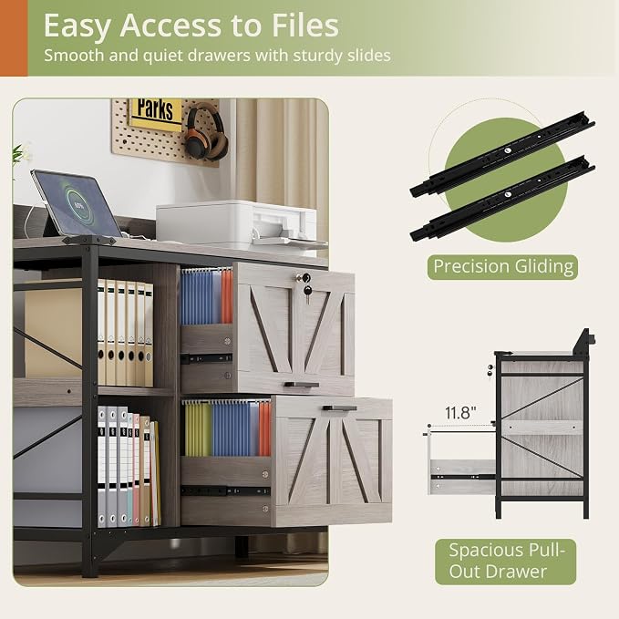 AesthLife 44" File Cabinet for Home Office, Wood Filing Credenza - Image 6