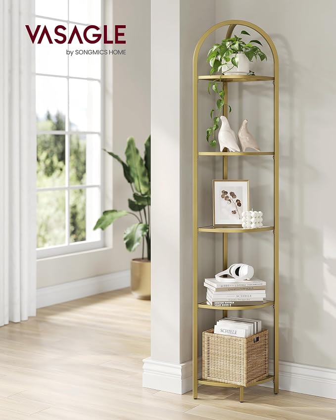 VASAGLE 5-Tier Corner Shelf Stand, Corner Bookshelf, Bathroom Organizer - Image 2