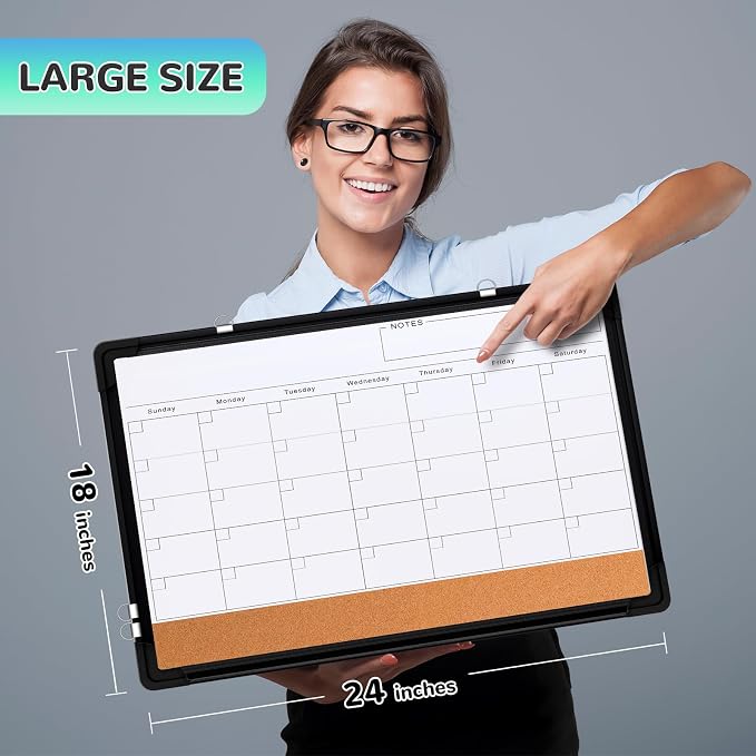 Monthly Calendar Whiteboard, Magnetic Dry Erase Board, Double-Sided White Board - Image 7