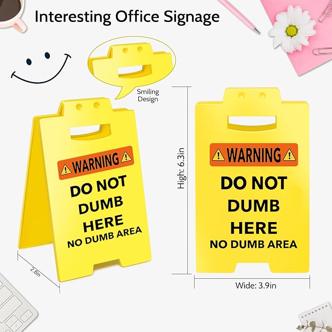 Smilelife Funny Office Cubicle Decor No Dumb Area Desk Sign Team Office Gag - Image 2