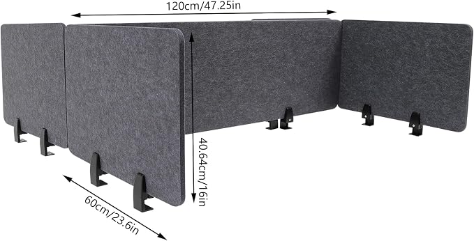 ReFocus Raw Clamp-On Acoustic Desk Divider Mounted Privacy Panel Set – Reduce - Image 2