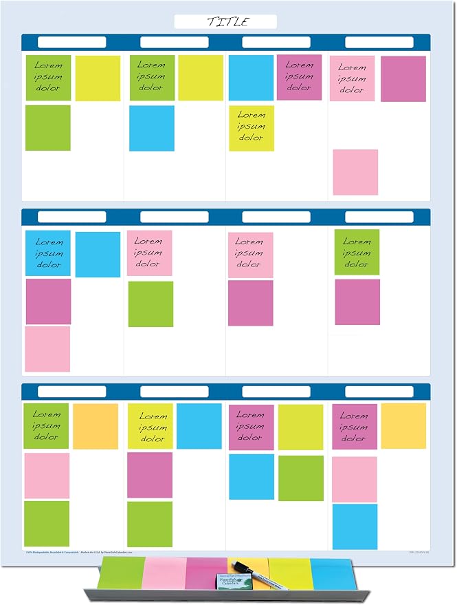 Sky Blue 12 Section Task, Objective and Goals Planning System Vertical 36" Tall by PlanetSafeCalendars