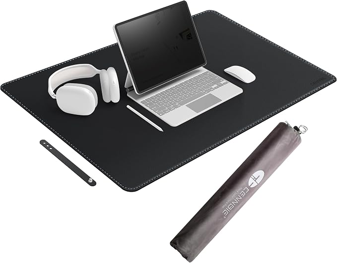 CENNBIE Leather Desk Mat Large, 43.6" x 23.6" Desk Pad Blotter Protector by CENNBIE