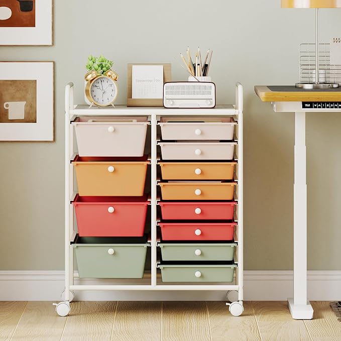 LDAILY 12 Drawer Rolling Storage Cart, Rolling Cart - Image 2