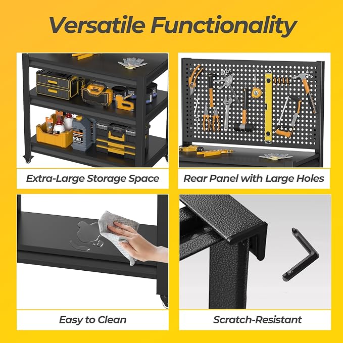 10 Sets Storage Shelves with Pegboard, Heavy Duty Garage Shelving Units and - Image 6