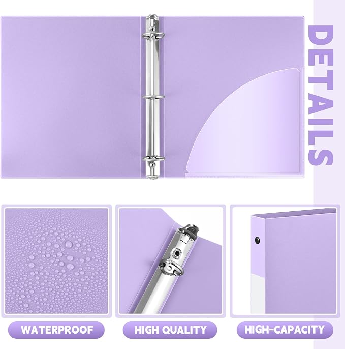 Henoyso 16 Pcs 3 Ring Binder 0.5 Inch Round Fits Letter Size 8.5'' x 11'' Paper - Image 3