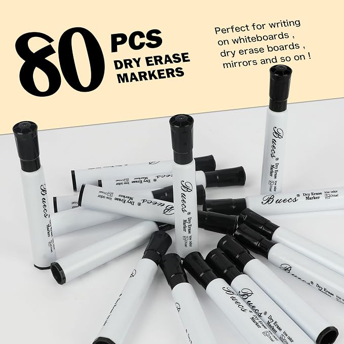 Buecs Black Dry Erase Markers, Chisel tip, Dry-Erase Boards, School Office - Image 6