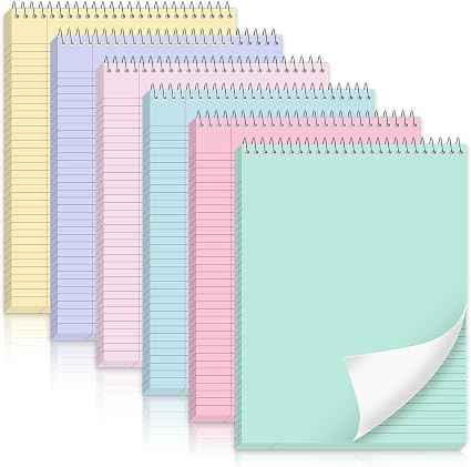 6-Pack Pastel Top-Bound Spiral Notebooks, 8.5 x 11 in
