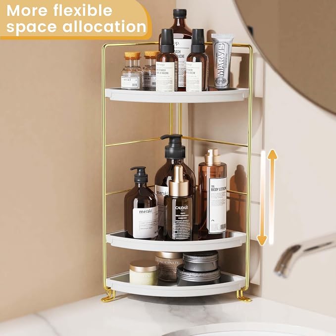 JANUS LiANG 3-Tier Bathroom Organizer Countertop, Corner Bathroom Counter - Image 4
