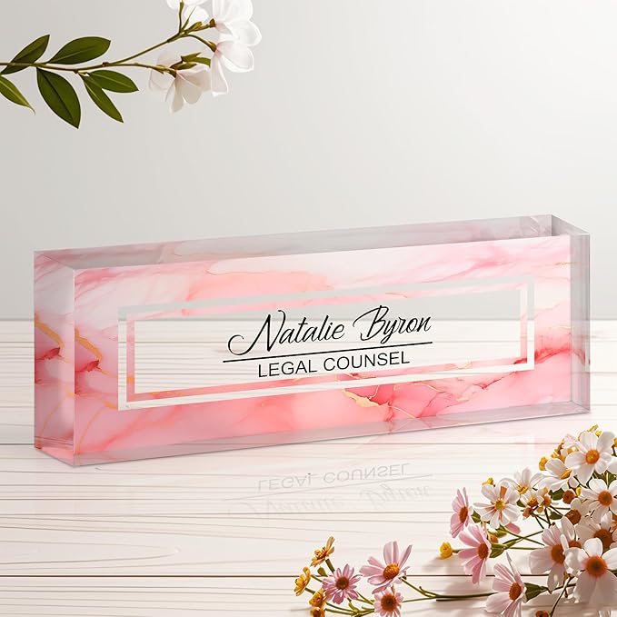 Personalized Name Plate for Desk, Custom Acrylic Desk Name Sign, Office by Unknown