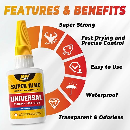 Super Glue Thick CA Glue Clear 30 Gram, Heavy Duty Superglue Instant - Image 4