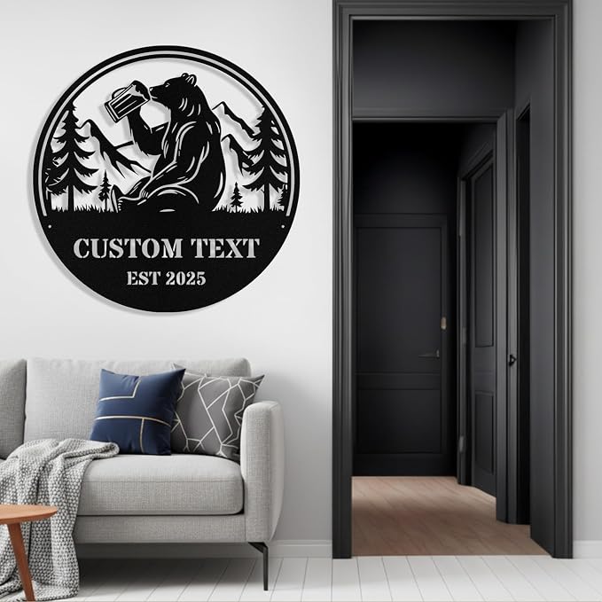 Custom Bear Metal Sign, Custom Bear Metal Wall Art Decor, Personalized Last - Image 5