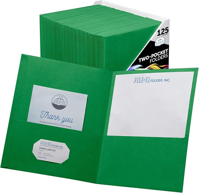 FILE-EZ Two-Pocket Folders, Textured Paper, Letter Size by FILE-EZ