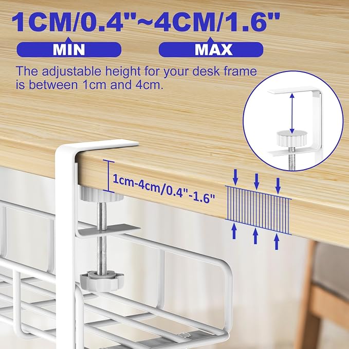 15.7” Under Desk Cable Management Tray, No Drill Steel Cable Tray Organizers - Image 5