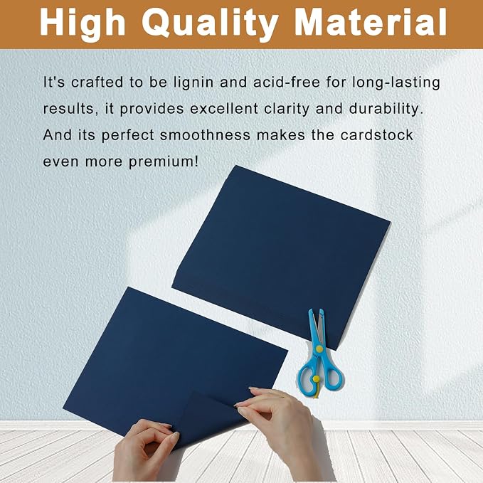 Silunkia 28 Sheets Navy Blue Cardstock 8.5 x 11 Scrapbooking Paper, 92lb - Image 4