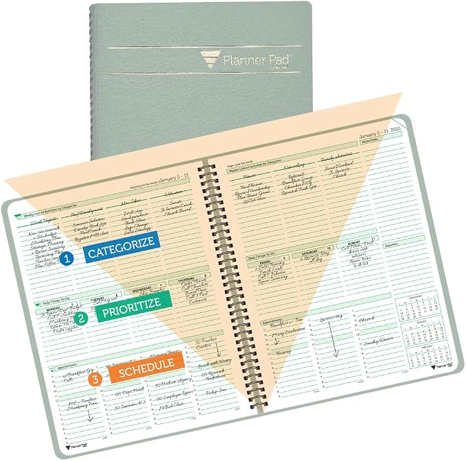 Planner Pad Spiral Bound January-December 2026/ Calendar Year 8 1/2" x 11" by PlannerPad