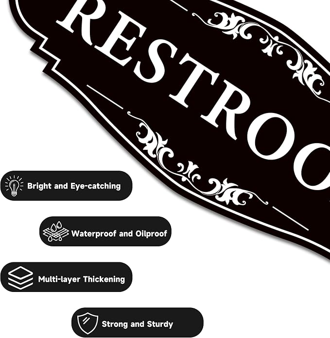 Restroom Sign for Business and Home，Self-adhesive Unisex Bathroom Sign - Image 3