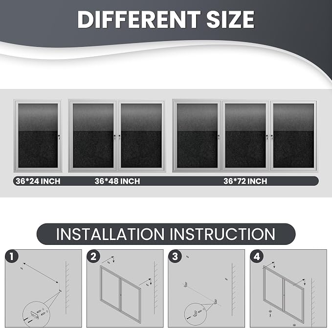 48"x36" Lockable Enclosed Bulletin Board, Outdoor Flet Weather-Resistant - Image 3