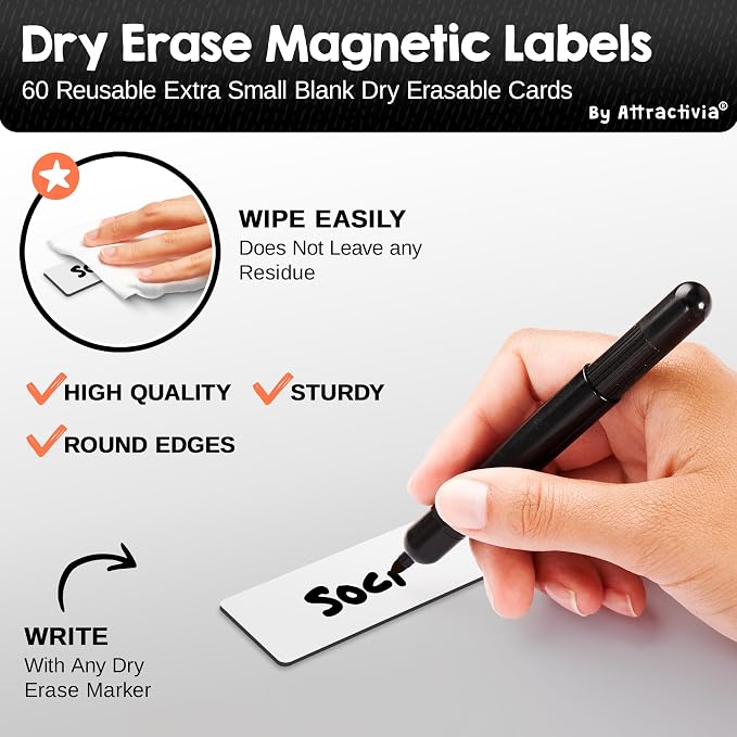 Attractivia Dry Erase Magnetic Labels 2.8 x 1.2 in, Dry Erase Magnets, - Image 2
