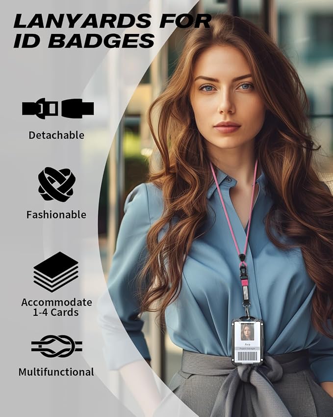LIUGX Badge Holder with Heavy Duty Breakaway Lanyard, Carbon Fiber-Texture - Image 3