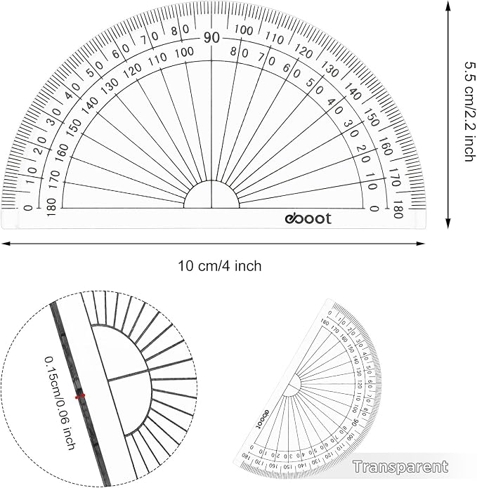 Zonon 100 Pcs 4 Inch Clear Plastic Protractor Bulk Math Protractors Set 180 - Image 2