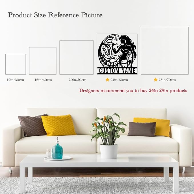 Custom Mermaid Metal Sign, Personalized Mermaid Name metal Signs, Mermaid Wall - Image 6
