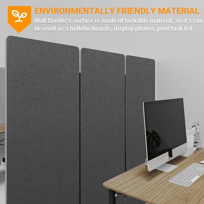Soundproof Room Divider W/Wheels, 66in Office Dividers - Image 5