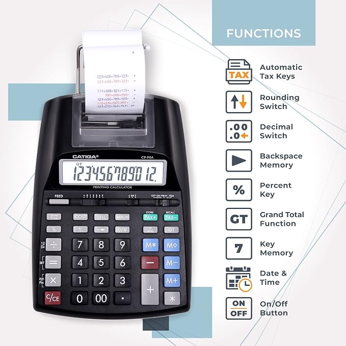 CATIGA New & Upgraded 2025 Printing Calculator Adding Machine 10 Key, Desktop - Image 3