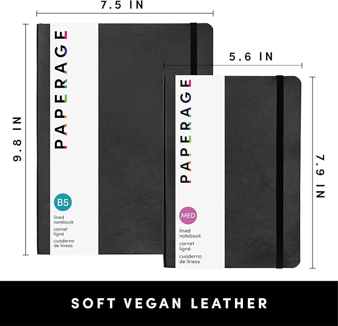 PAPERAGE Softcover Lined Journal Notebook, 176 Pages, Large B5 College Ruled - Image 2