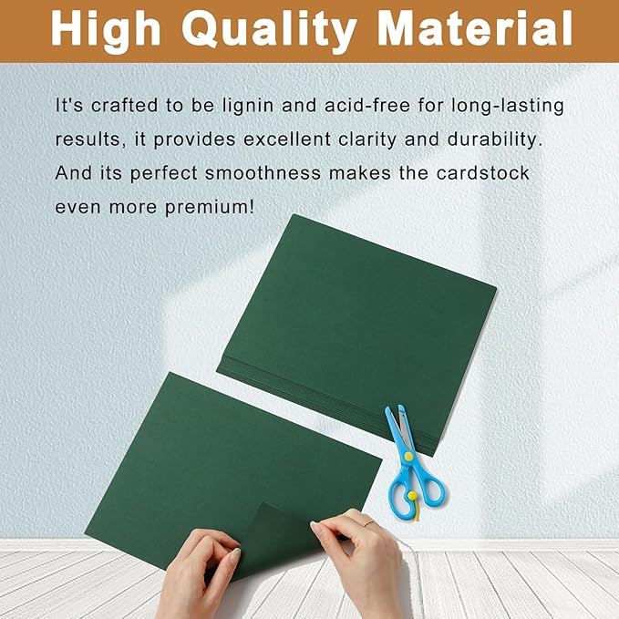 Silunkia 40 Sheets Dark Green Cardstock 8.5 x 11 Crafts Paper, 200gsm/75lb - Image 4