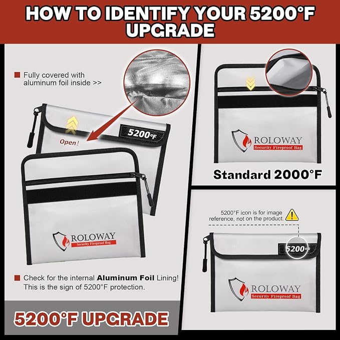 ROLOWAY Fireproof Bag 5200℉ Heat Insulated, Fireproof Money Bag - Image 6