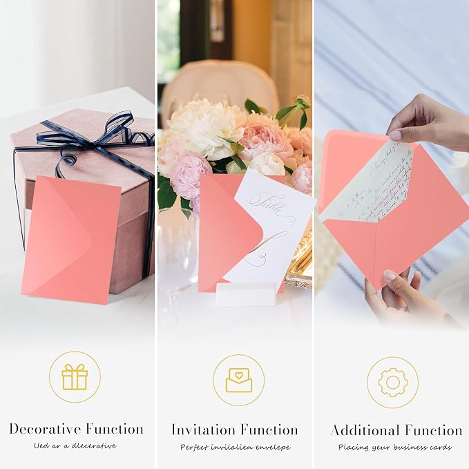 Pink Pearl Envelopes 5x7-100 PCS Goefun Metallic A7 Euro Flap Envelopes - Image 4