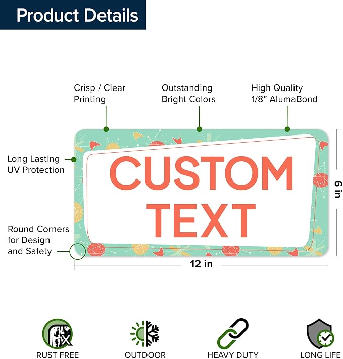 Custom Sign, Custom Street Sign, 11 Font Colors, 13 Font Styles, 4 Hole Options - Image 6