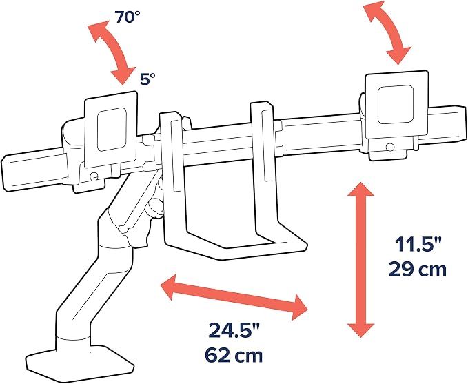 Ergotron – HX Dual Monitor Arm, VESA Desk Mount – - Image 7