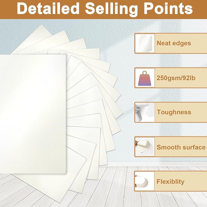 Silunkia 28 Sheets Cream Shimmer Cardstock 8.5 x 11 Off White Paper, 92lb - Image 3
