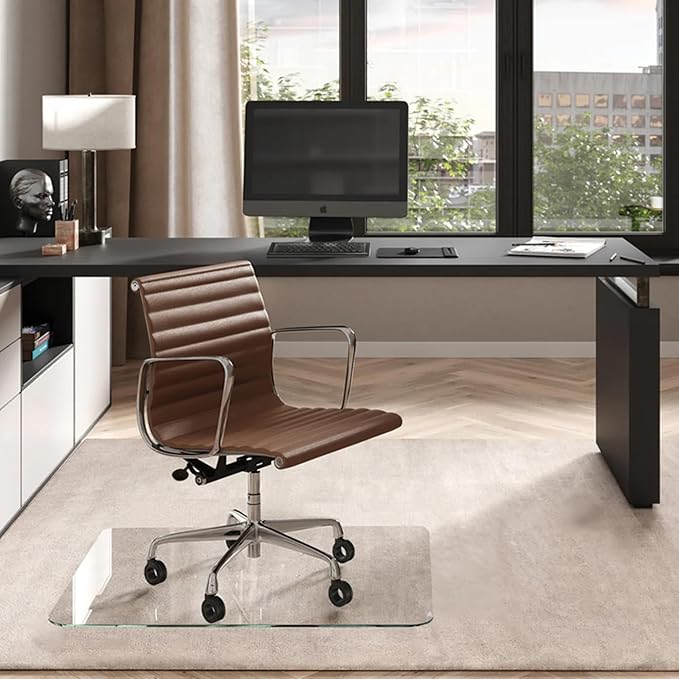 Vitrazza Glass Chair Mat 36” x 42” Superior ¼ Thick, Luminoso Low-Iron Ultra by VitrazzaGlassOfficeChairMats
