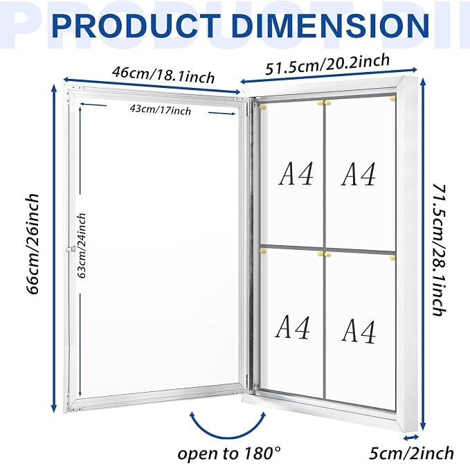 SWANCROWN Enclosed Bulletin Board Grey Felt Displays Boards Weather Resistant - Image 2