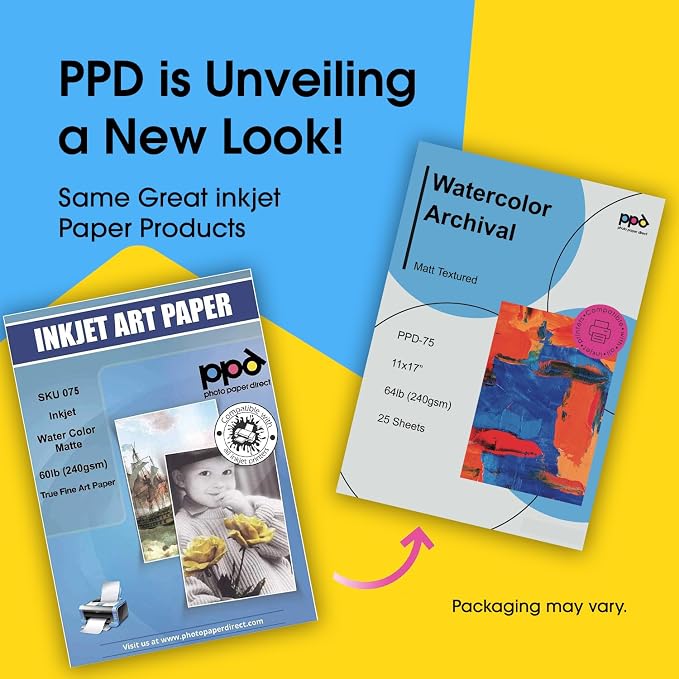 PPD Watercolor Printer Paper, 11 x 17 inches, 25 Sheets, Heavy 240 gsm/60 lb - Image 2