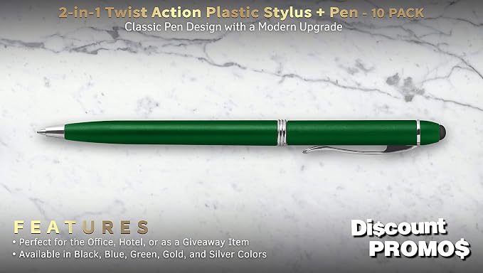 DISCOUNT PROMOS Twist Action Plastic Stylus Pens, Bulk Pack - Image 2