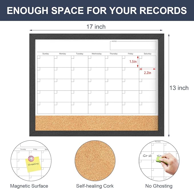 Dry Erase Calendar for Wall, 17x13 Inches Calendar Whiteboard for Wall - Image 4