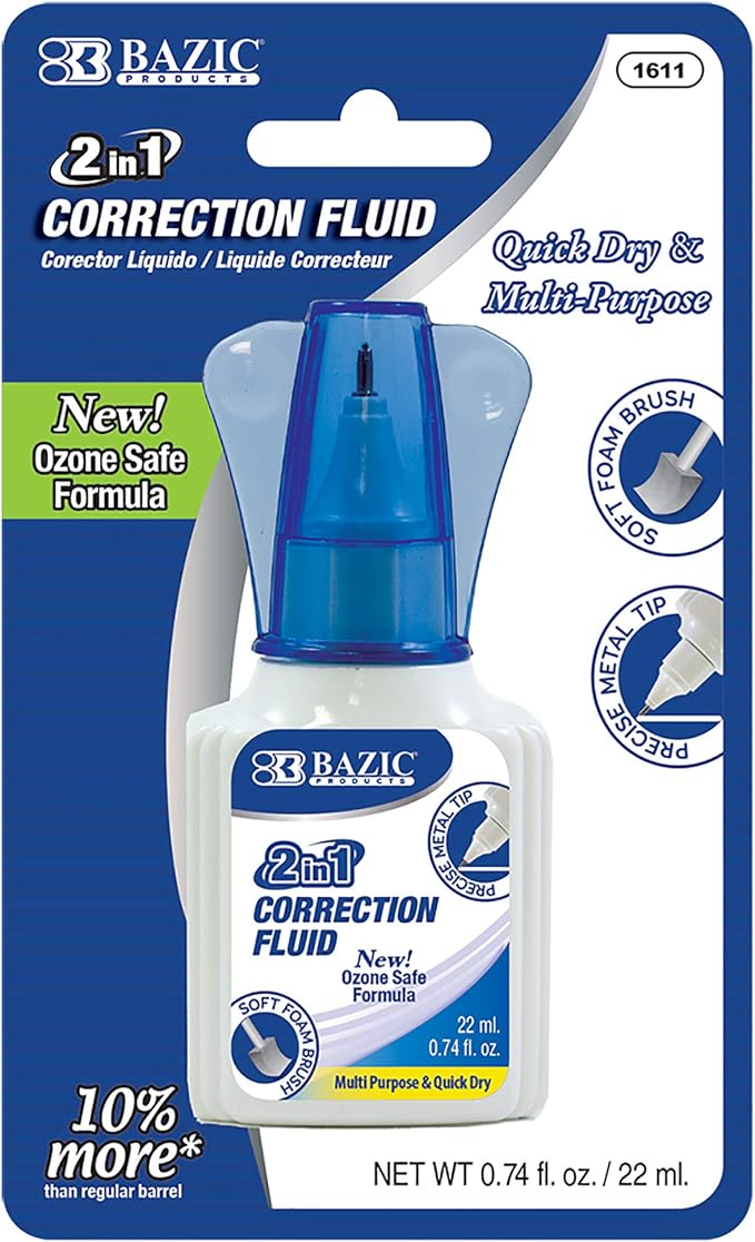BAZIC 22ml 2 in 1 Correction w/Foam Brush Applicator & Pen Tip by BAZICProducts