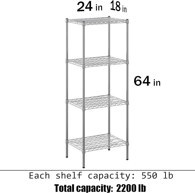 Regal Altair 18" Deep x 24" Wide x 64" Height Wire Shelving Kit | 4-Tier | NSF - Image 3